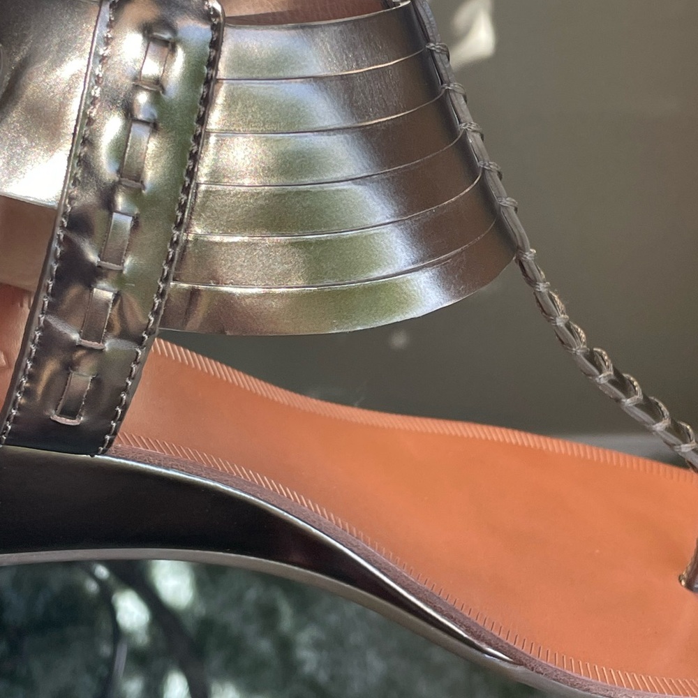 Coach India Bronze Thong Wedge Sandals - Picture 5 of 8